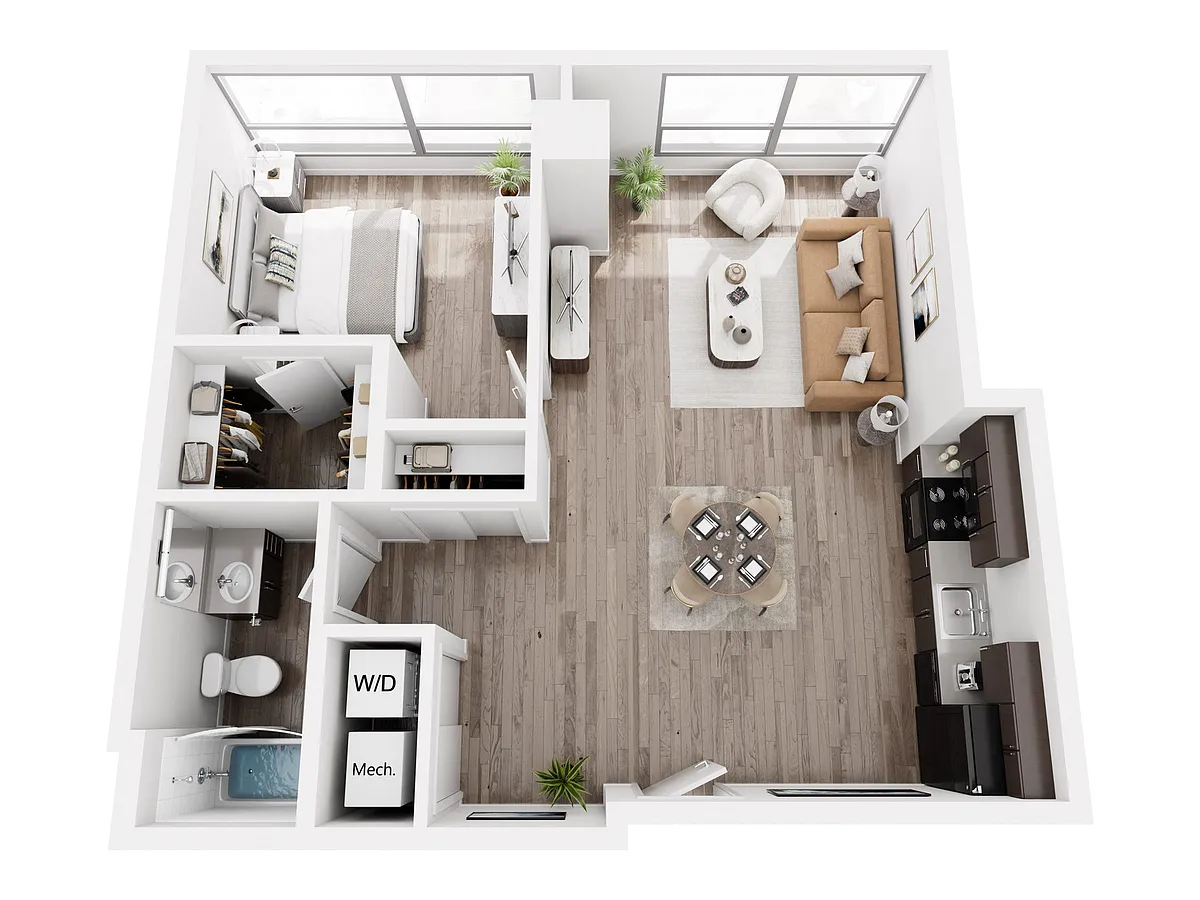 Floor plan 1 Bed 1 Bath (762 sq ft)