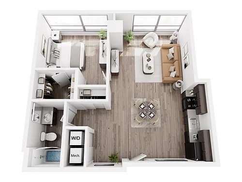 Floor plan 1 Bed 1 Bath (762 sq ft)