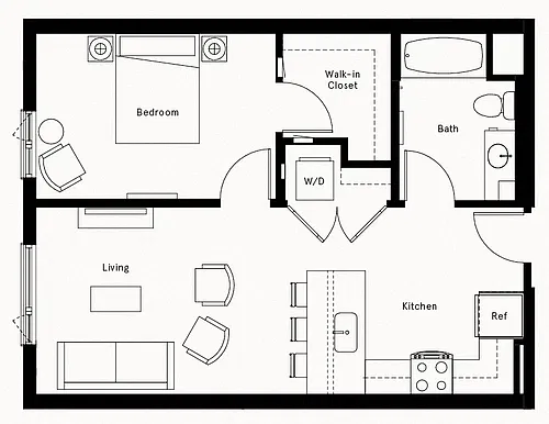 Floor plan 1 Bed/1 Bath-A6