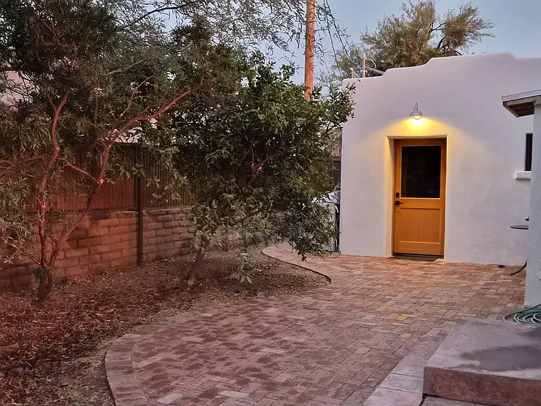 paver patio and water harvesting basin