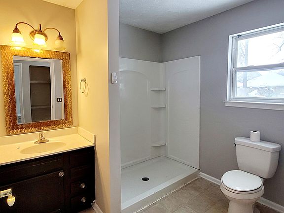 Main floor bathroom with walk in shower