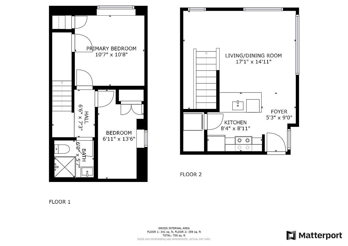 Floor plan 1330 N 15th St - 2 Beds