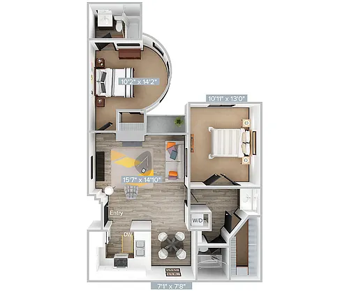 Floor plan D_2B2B_923SF_103-105-110-117-Premier