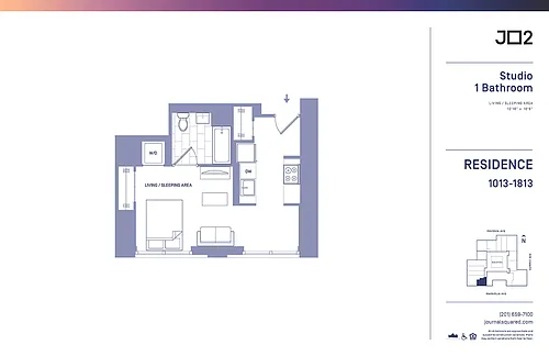 Floor plan Studio | 1 Bath - 2