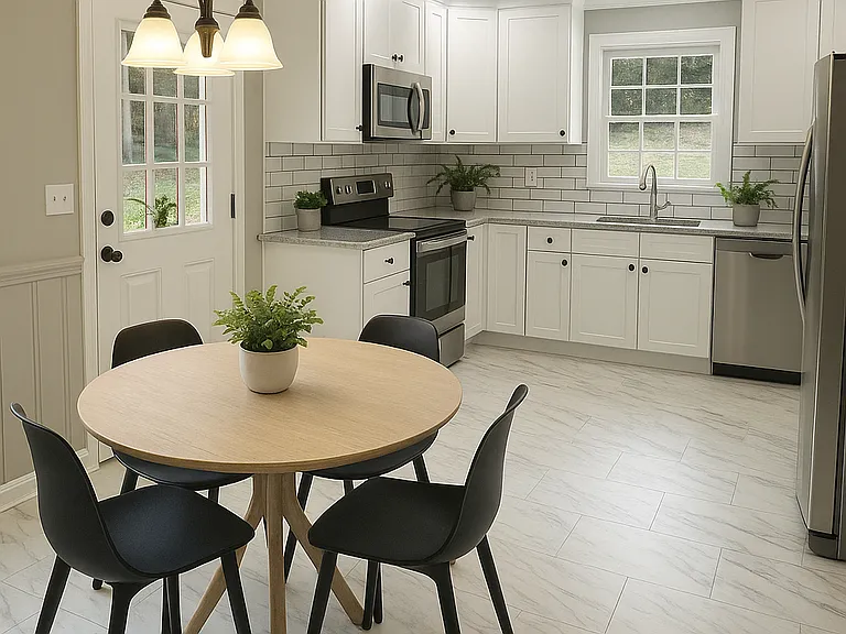 Eat-In Kitchen Unfurnished - AI Staged for Photo