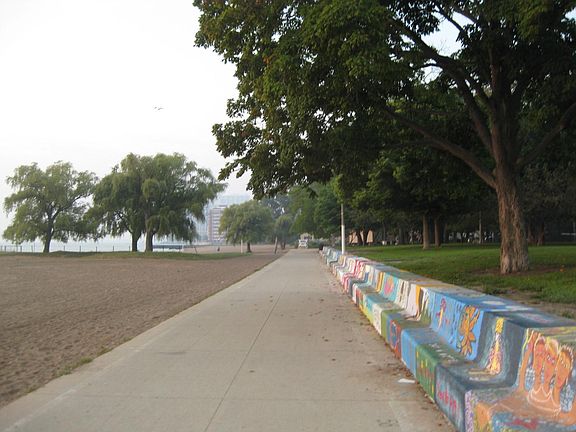 lakefront with parks, paths, and beach