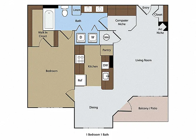 Floor plan Turnberry 1 BR 1 BA