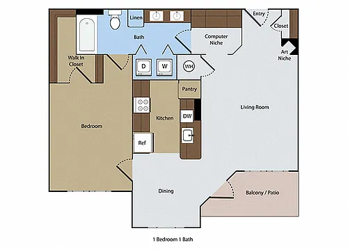 Floor plan Turnberry 1 BR 1 BA