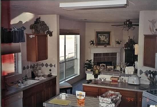 Kitchen opens into main living area
