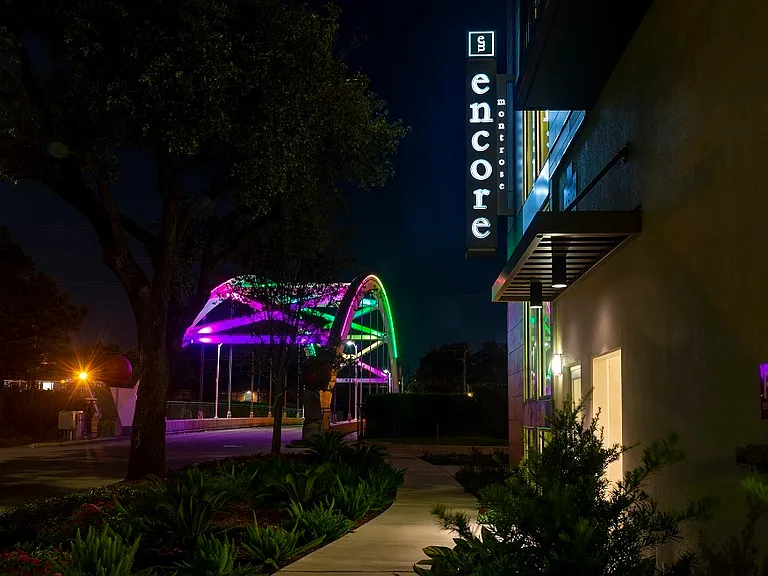Building Sign at Night