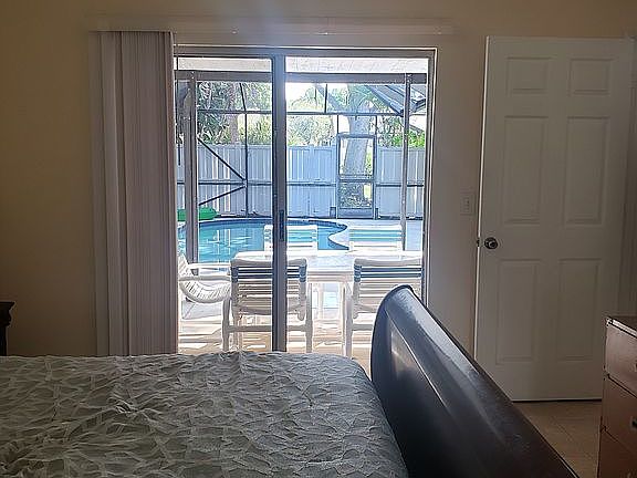 Master bedroom view of pool.
