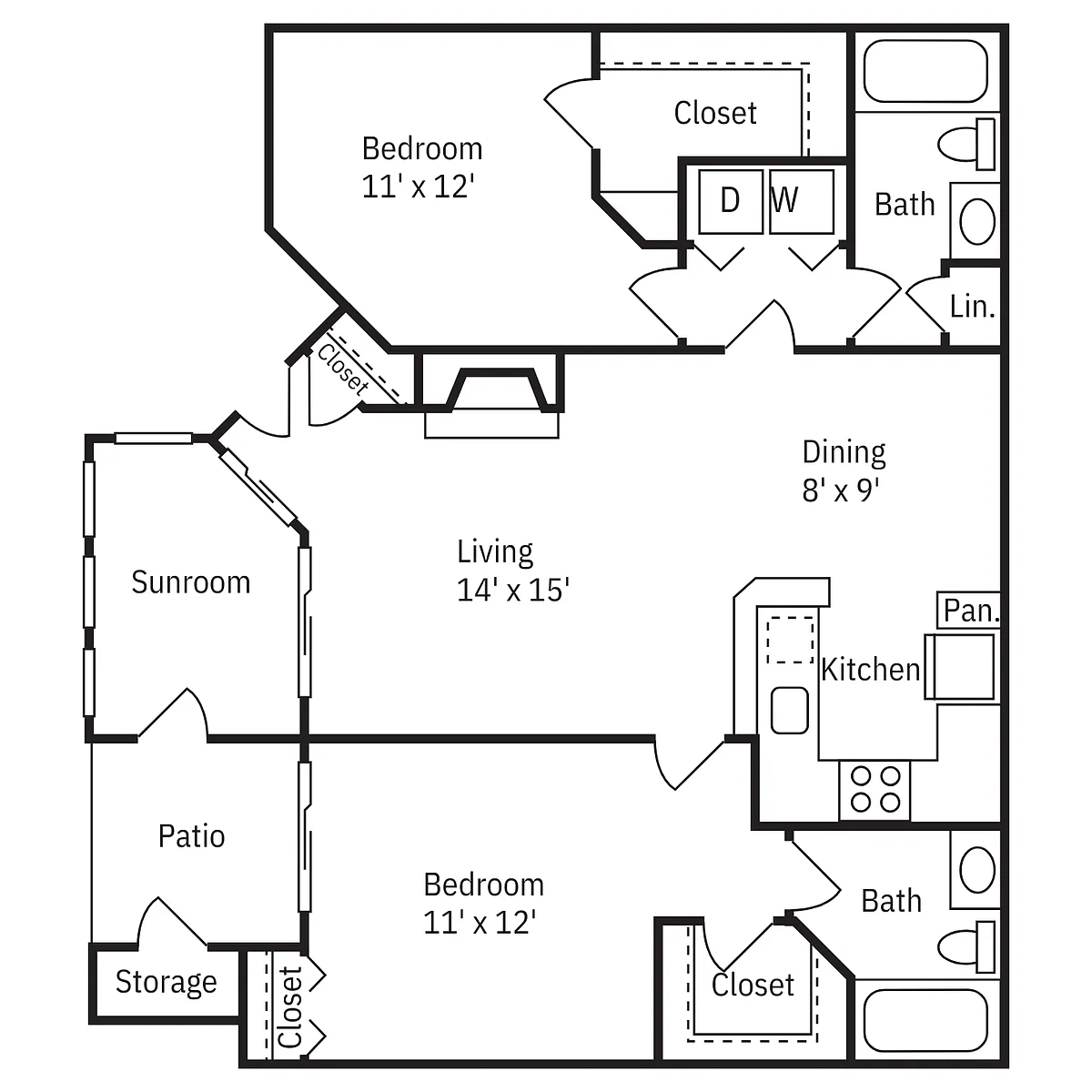 Floor plan 2x2 Bluebonnet