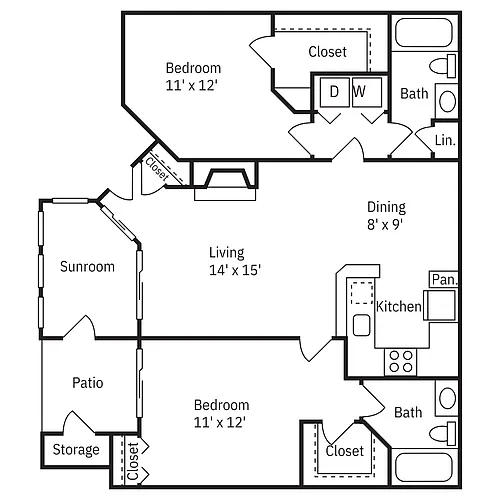 Floor plan 2x2 Bluebonnet