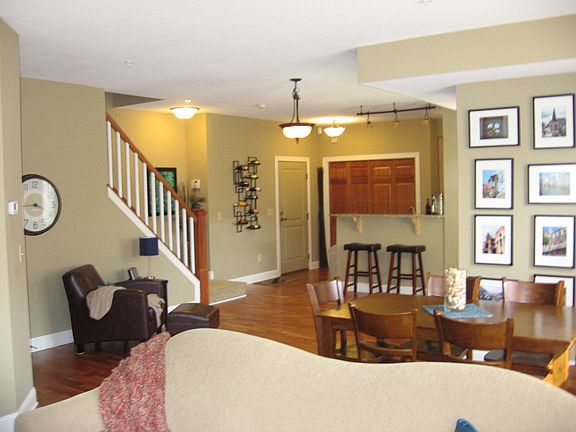 Open floor plan. Hardwood floors and cherry millwork.