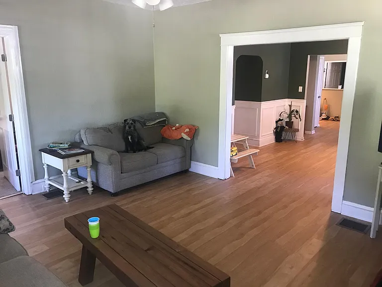Living room and entrance to dining