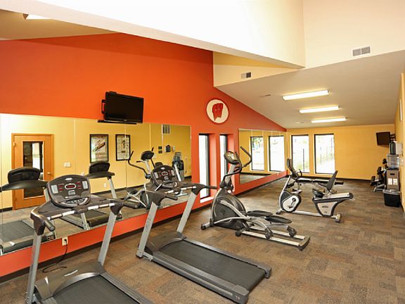 Fitness center with free weights available