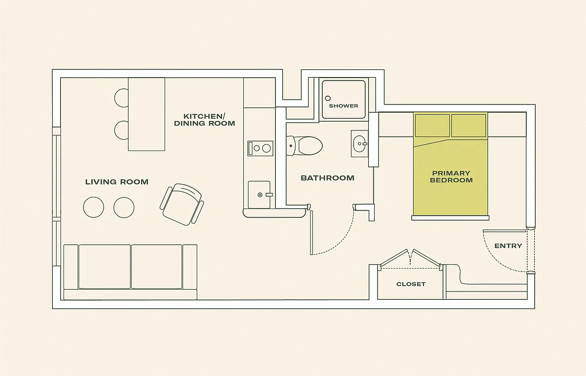 Floor plan One Bedroom (S2)
