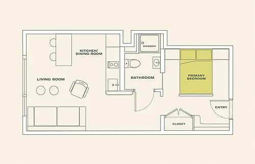Floor plan One Bedroom (S2)