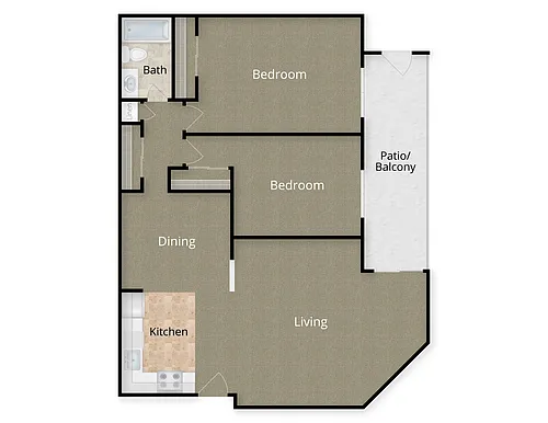 Floor plan 2 Bed x 1 Bath - 4
