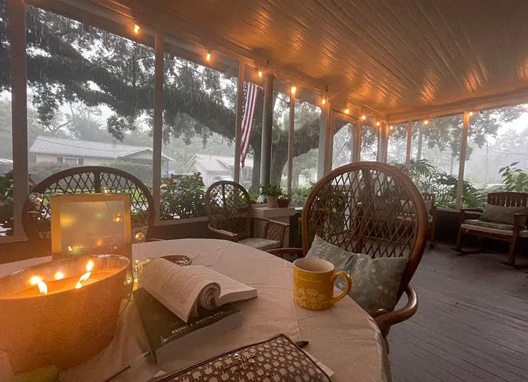 front porch on a rainy day