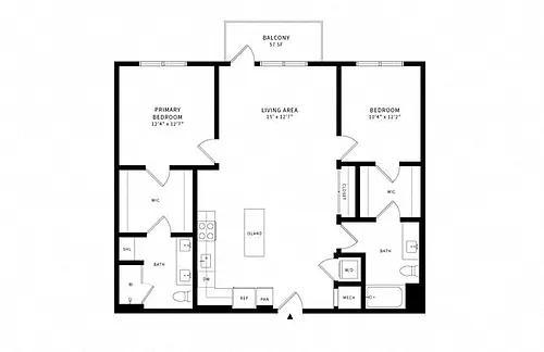 Floor plan 2B w/ Balcony