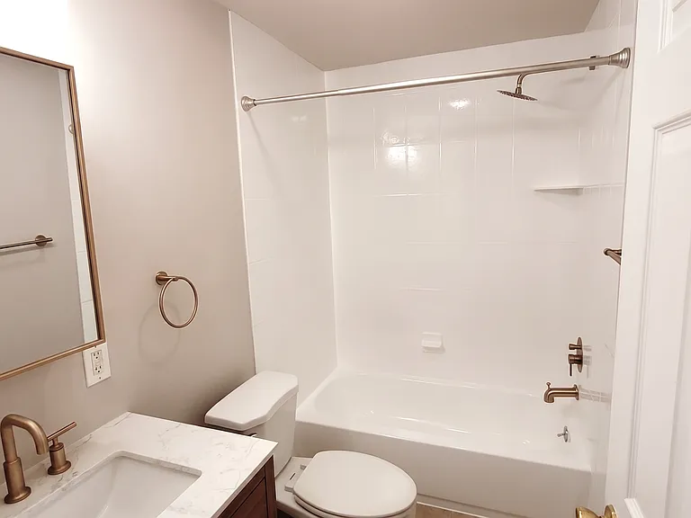 Completely remodeled modern bathroom makes it a joy to get ready in the morning.