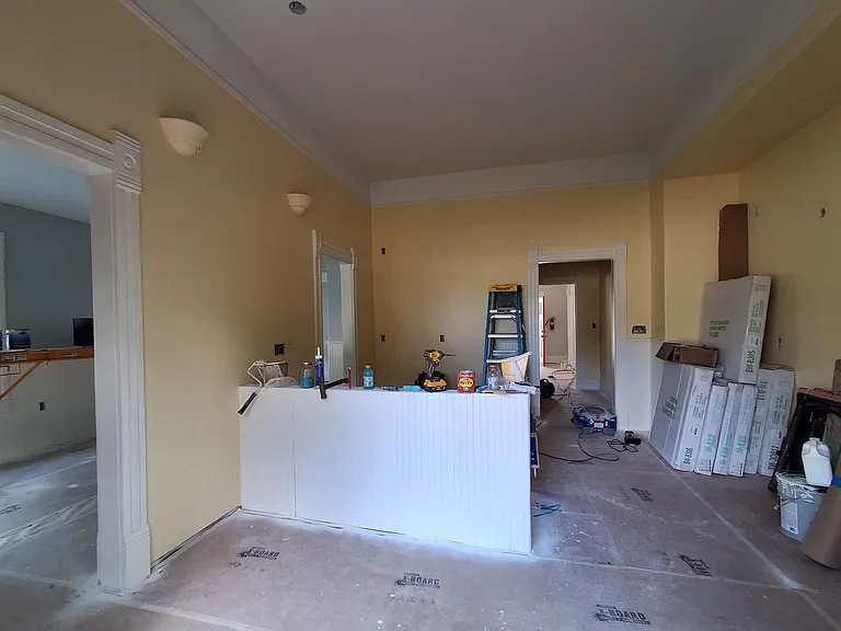 Painted kitchen, seen looking in from back steps. July 22