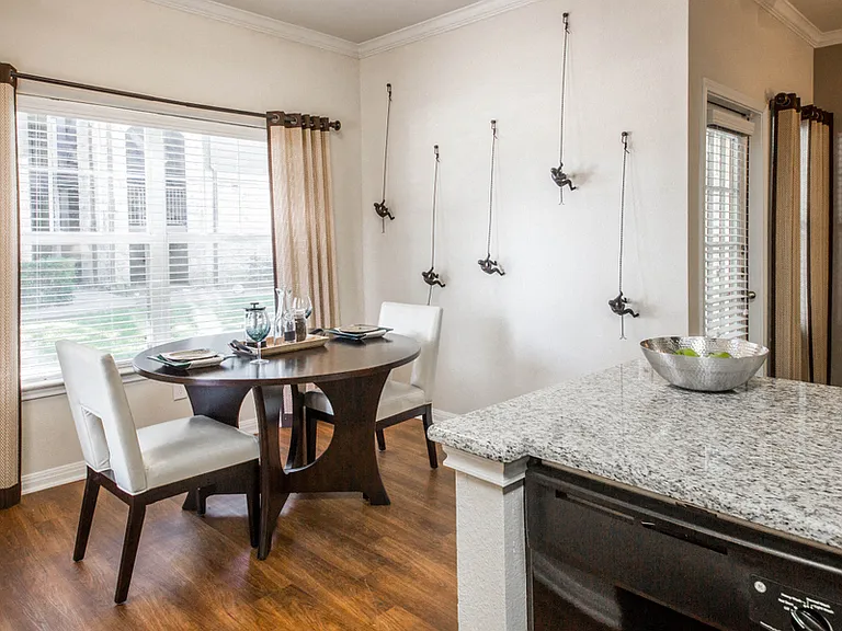 Dinning room with natural light and courtyard view
