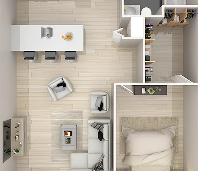 1 Bedroom x 1 Bathroom 1 Bedroom x 1 Bathroom