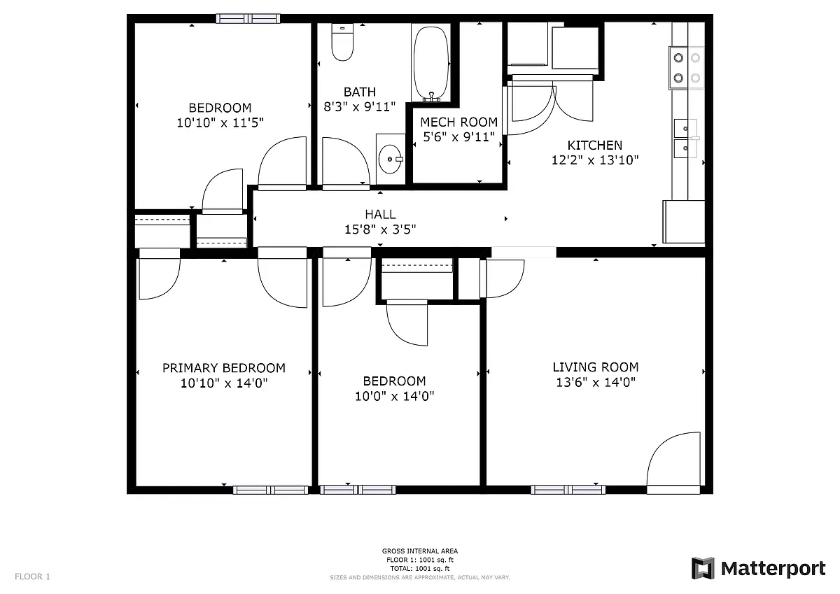 Floor plan 3 Bedroom Garden Apartment