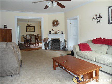 living room with working fireplace