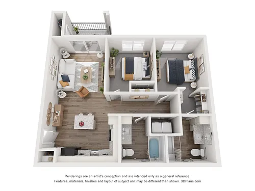 Floor plan 2 Bedroom B1 ADA