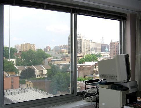 View from dining room window toward City Hall.