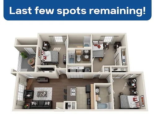 Floor plan 4/4 with Wood-Style Floors