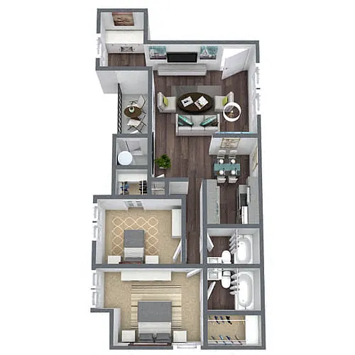 Floor plan B1: 2 Bed 2 Bath