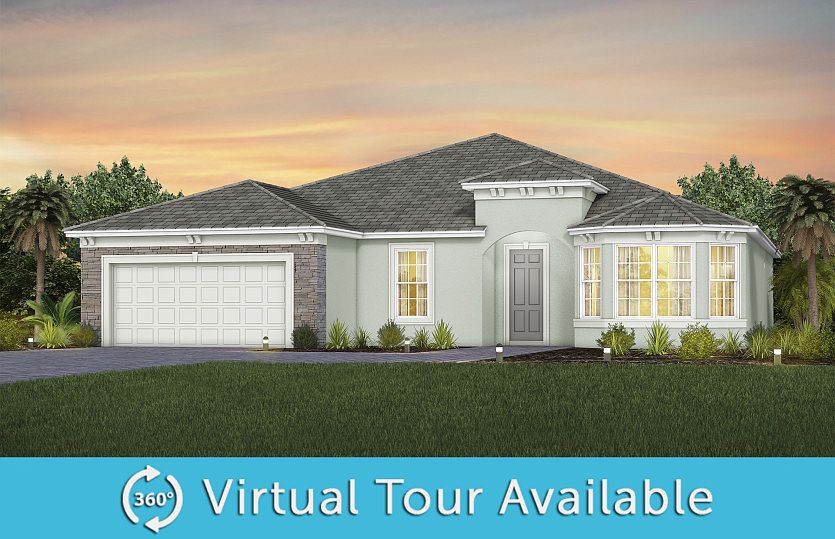 The Stardom, a one-story single family home with a 2 car garage, shown as home exterior FM3