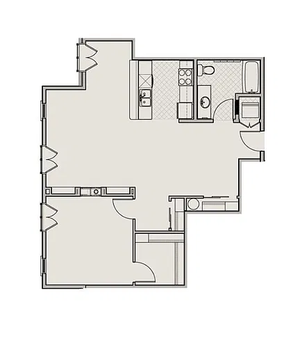 Floor plan 1 Bed 1 Bath O
