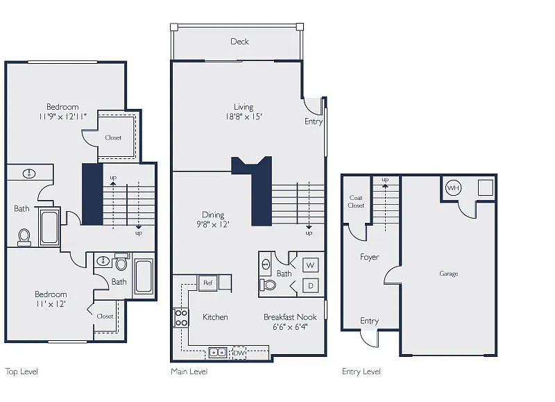 Floor plan Two Bedroom Two and a Half Bath (1446 SF)