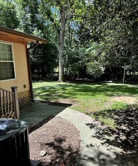 Backyard from garage backdoor.