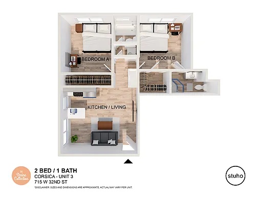 Floor plan Two Bedroom - Corsica