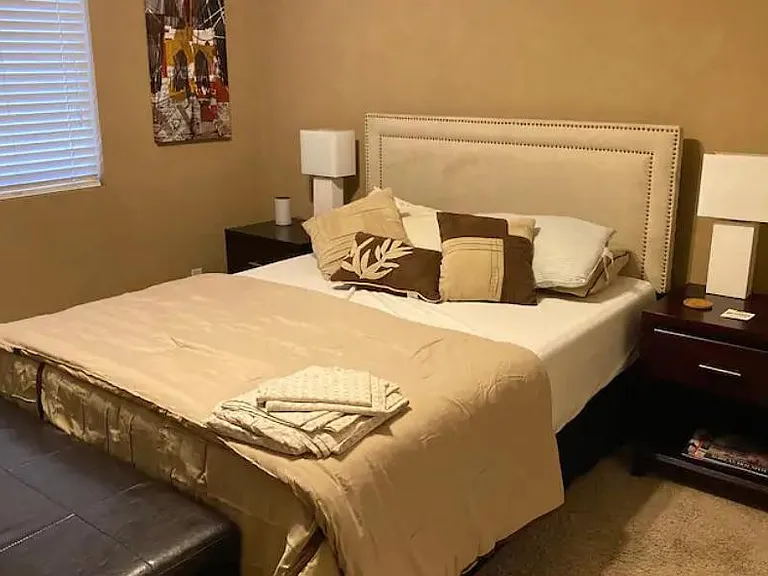 Bedroom #1 - main floor (no stairs). Queen bed with Smart TV.