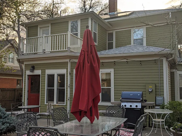 Back patio, grill with easy kitchen access.