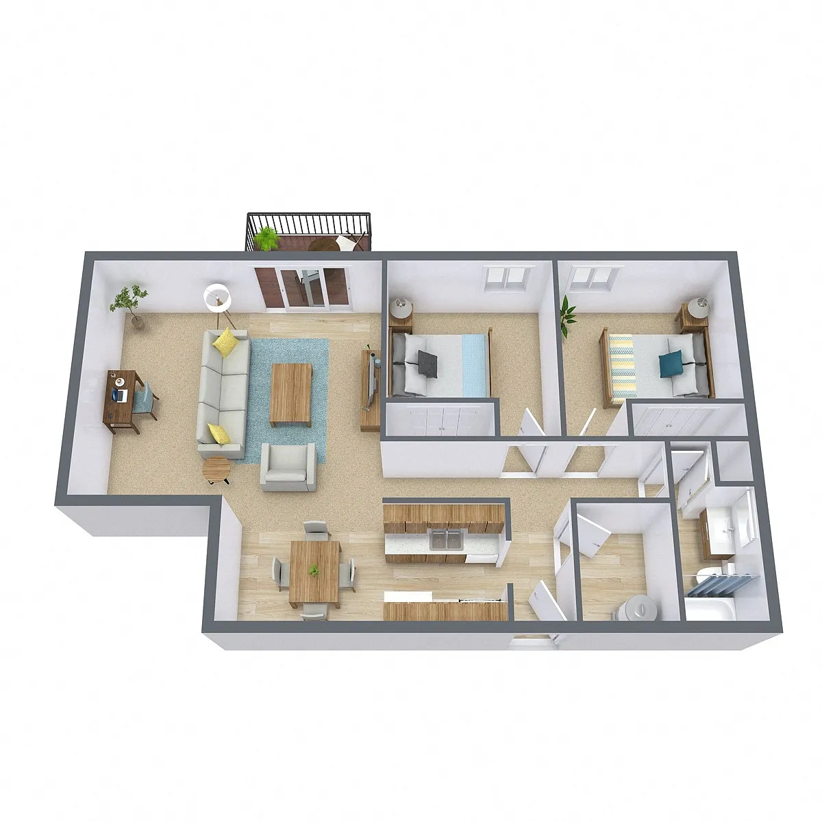 Floor plan Two Bedroom 21E