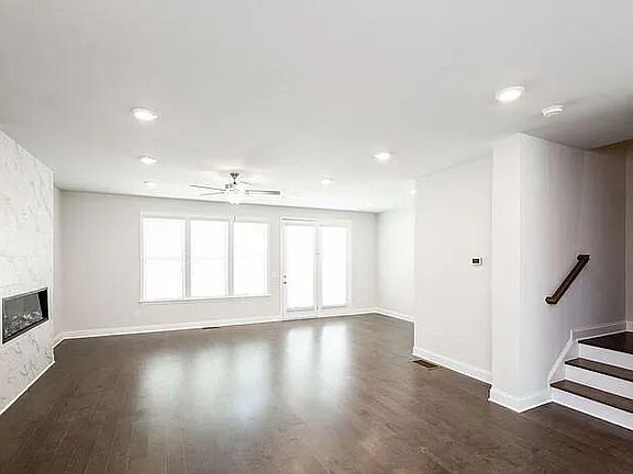 Great room with modern fireplace