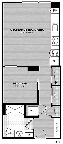 Floor plan 1 Bed - 1 Bath | Atala A11