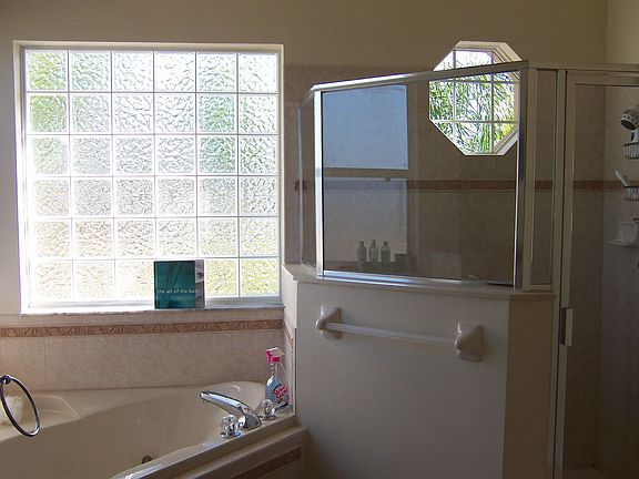 Jetted tub and large shower in Master Bath