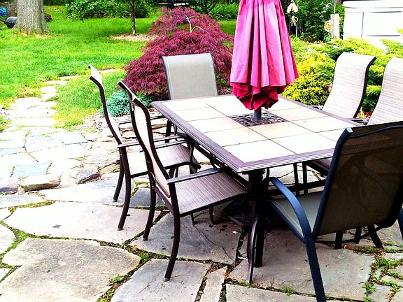 backyard stone patio