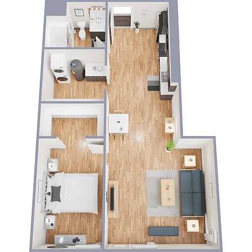 Floor plan 1 Bed 1 Bath H