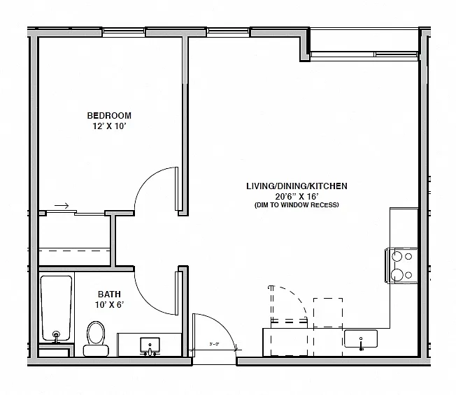 Floor plan 1 Bedroom x 1 Bathroom