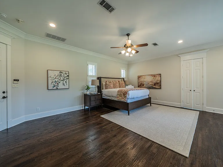Spacious Master Suite with Rich Hardwood Floors & Designer Touches